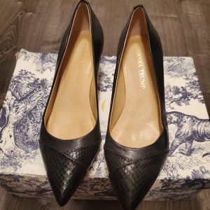 IVANKA Trump Black Leather Kitten Heels